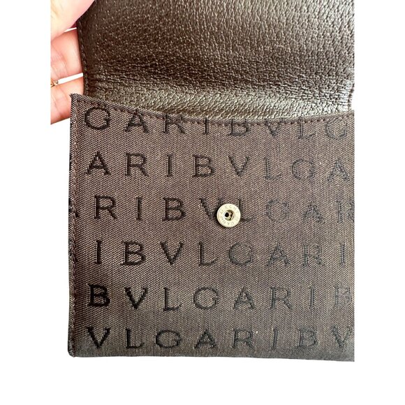 BULGARI Vintage Fabric Leather Logo Snap Wallet - Picture 6 of 11